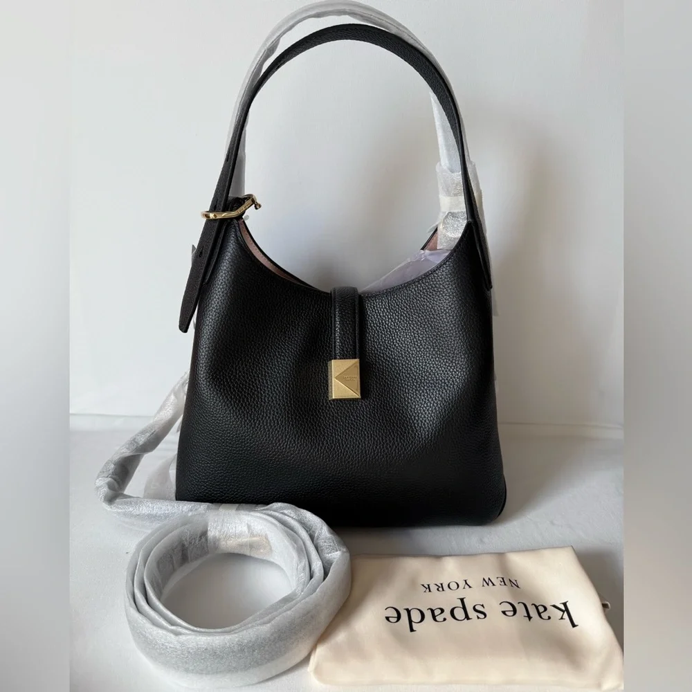 NWT Kate Spade Deco Crossbody Tote Handbag Black/Gold KI557